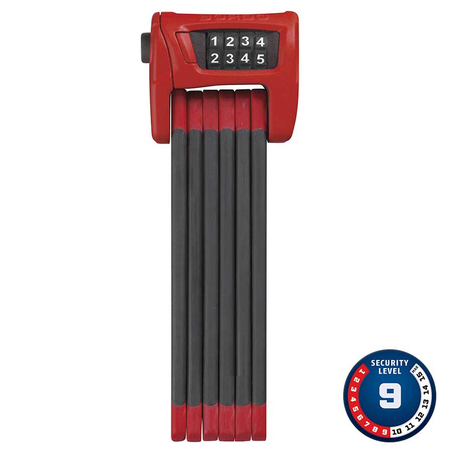 Abus, Bordo 6100, Folding lock with combination, 90cm (3'), Bracket, Red