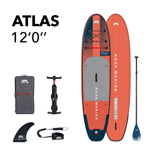 Aqua Marina Atlas 12'0" Planche à pagaie gonflable All-Around Advanced, 3.66m/15cm, avec pagaie et laisse de sécurité