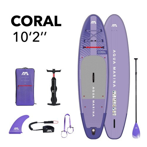 Coral 10'2'' Aqua Marina Coral Planche à pagaie gonflable All-Around Advanced, 3.1m/12cm, avec pagaie et laisse de sécurité