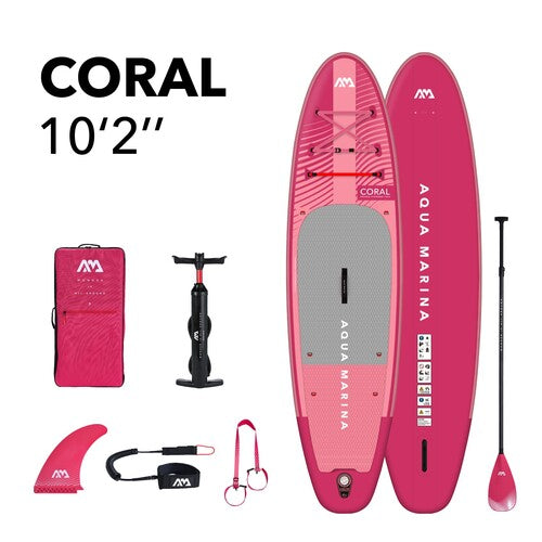 Coral 10'2'' Aqua Marina Coral Planche à pagaie gonflable All-Around Advanced, 3.1m/12cm, avec pagaie et laisse de sécurité