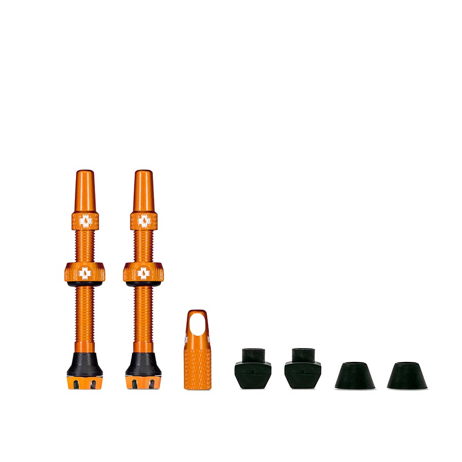 V2, Tubeless Valve, Presta, 44mm, Orange, Pair