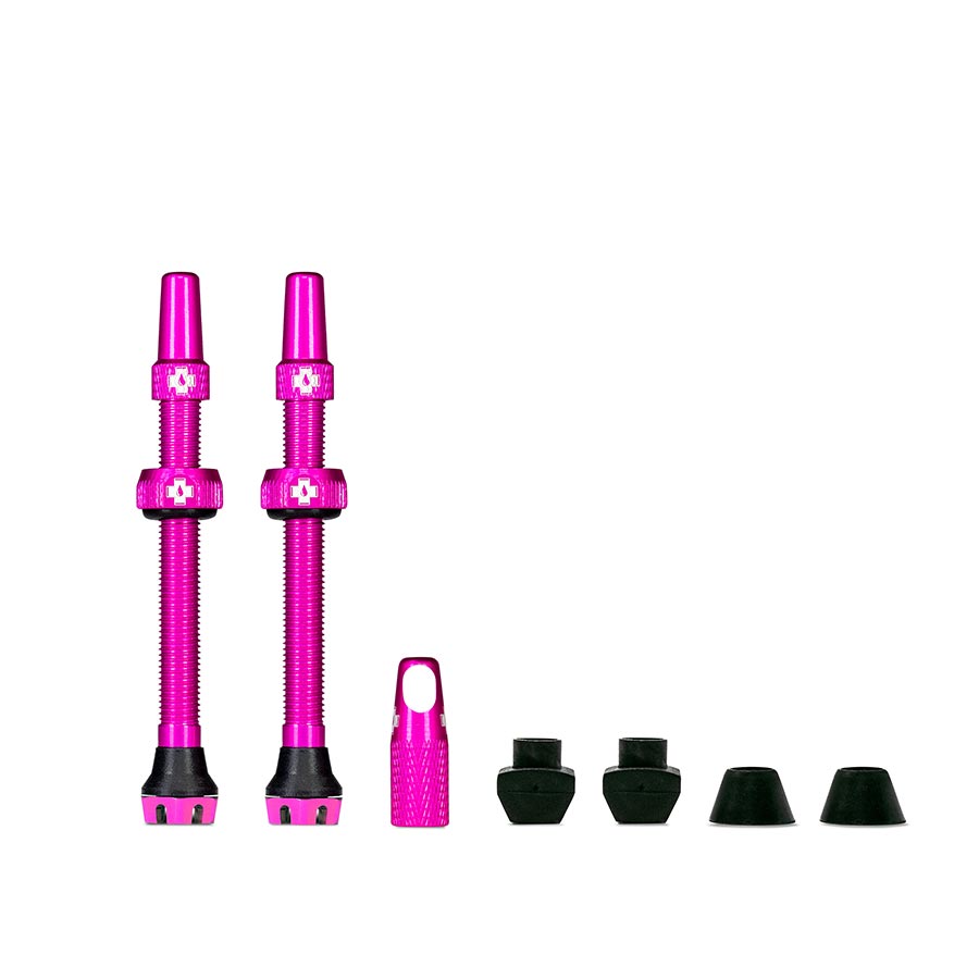 V2, Tubeless Valve, Presta, 60mm, Pink, Pair