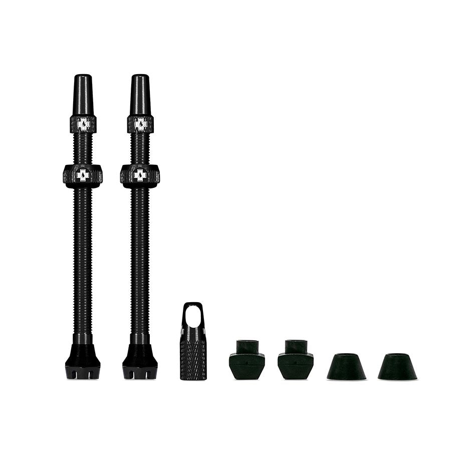 V2, Tubeless Valve, Presta, 80mm, Black, Pair