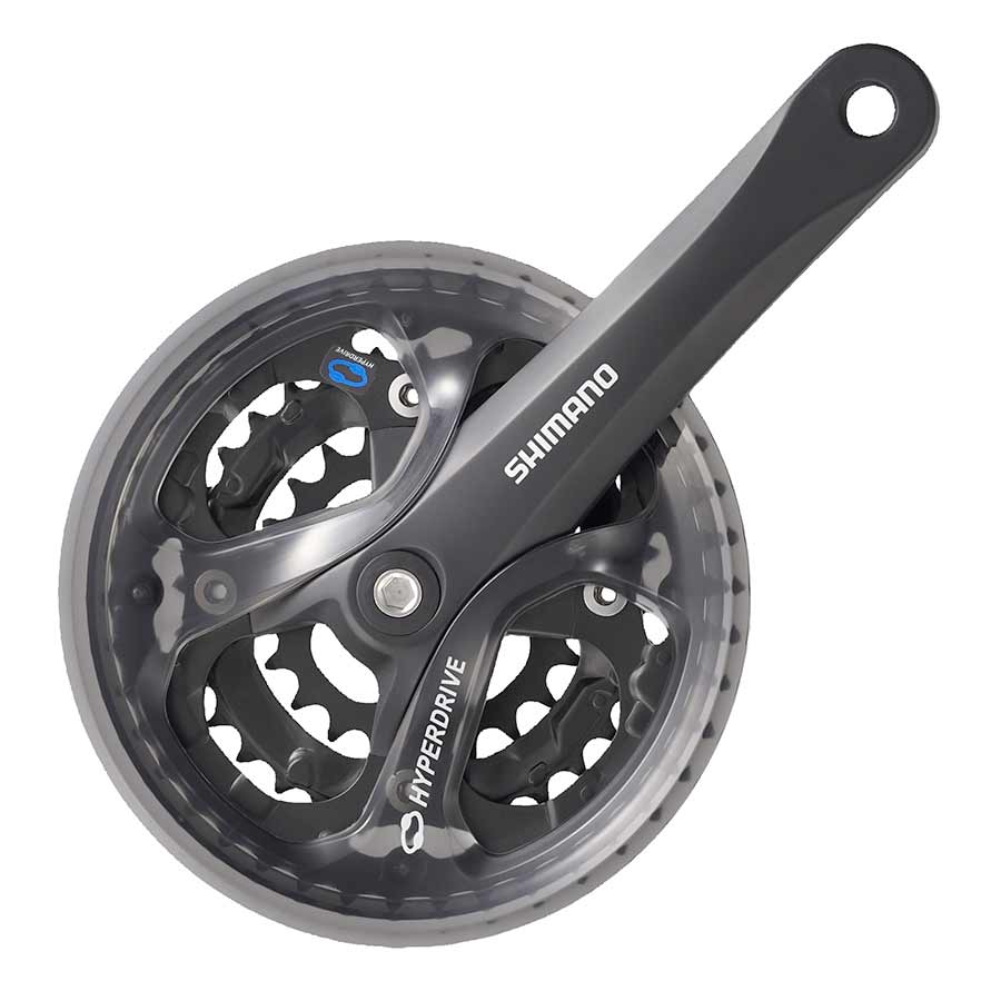 7/8 sp., 175mm, 28/38/48T, BCD:64/104mm, Square, 50 mm, Black, With chainguard