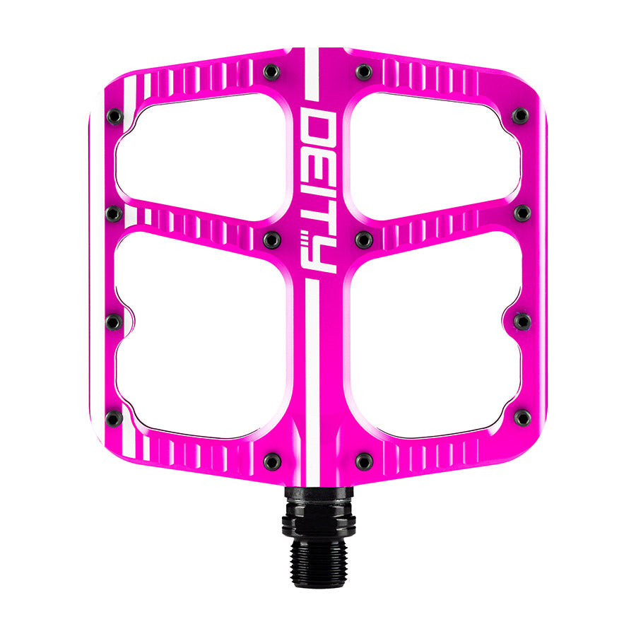 Deity, Flat Trak, Platform Pedals, Body: Aluminum, Spindle: Cr-Mo, 9/16'', Pink, Pair