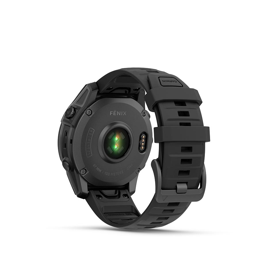 Garmin, fenix E AMOLED 47mm, Watch, Watch Color: Slate Grey, Wristband: Black - Silicone