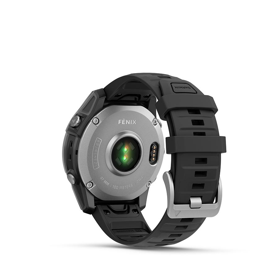 Garmin, fenix E AMOLED 47mm, Watch, Watch Color: Slate Grey, Wristband: Black - Silicone