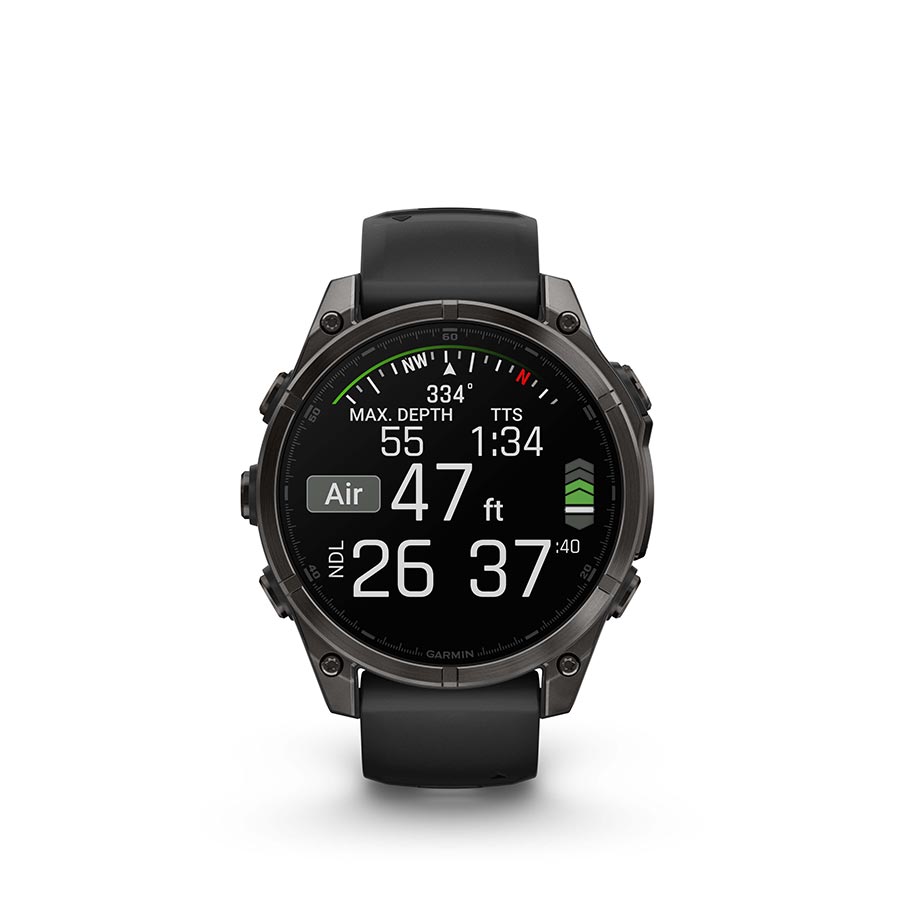 Garmin, fenix 8 AMOLED Sapphire 47mm, Watch, Watch Color: Grey, Wristband: Black/ Pebble Gray - Silicone