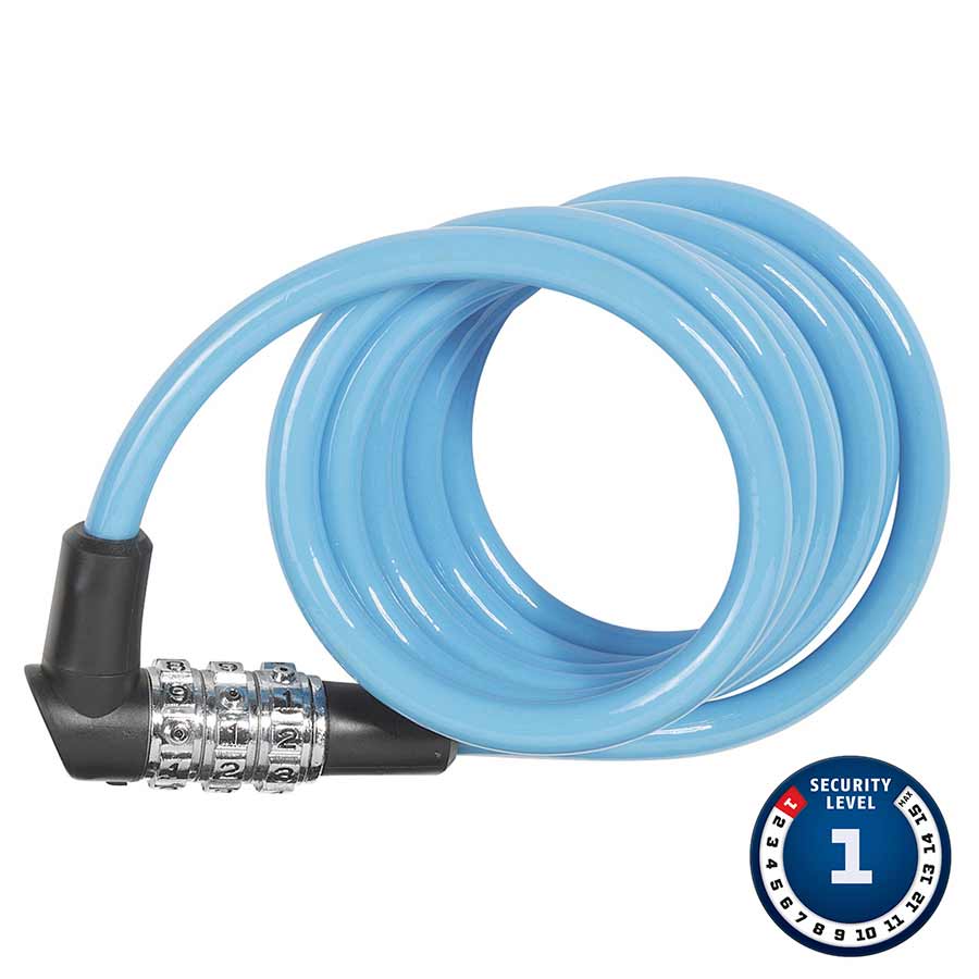 Abus, 1150 Kid's, Cable with combination lock, 7mm x 120cm (7mm x 4'), Box of 12, Assorted colors